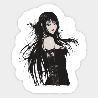Gothic Anime Girl Dark Vintage Sticker